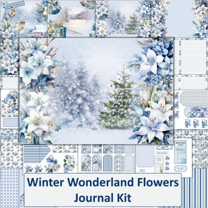 Winter Wonderland Flowers Journal Kit JPEG and PDF