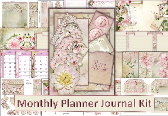 Printable Monthly Planner Journal Kit With Free Ephemera. JPEG | Etsy