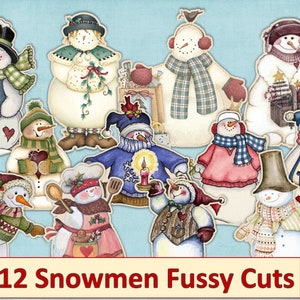 Snowman Fussy Cuts. Journal Ephemera, Holiday Fussy Cuts. JPEG, PDF and PNG