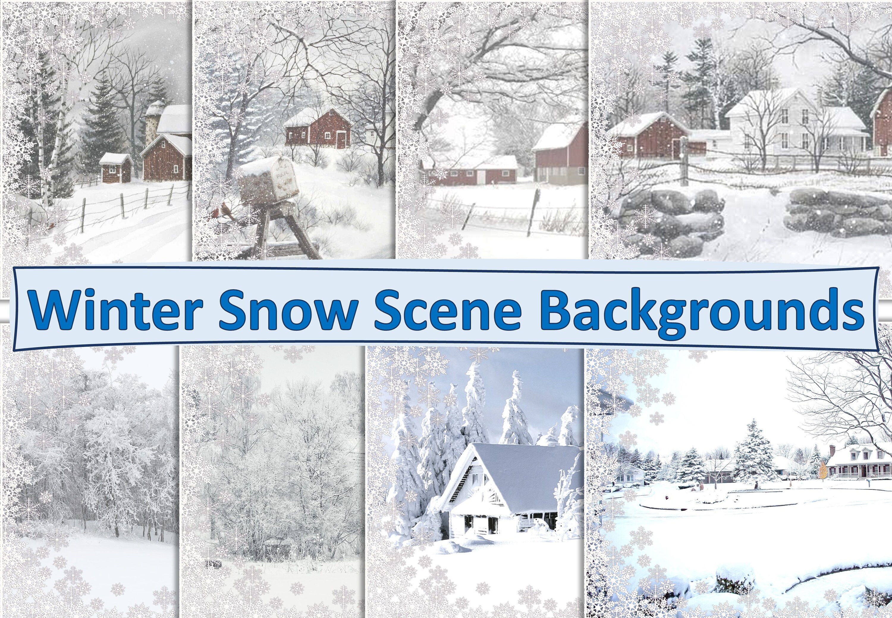 Printable Winter Snow Scene Backgrounds Journal Pages - Etsy