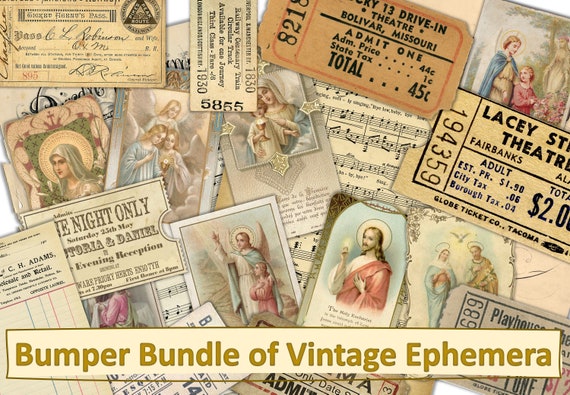 Printable Vintage Ephemera Pack Tickets Cards Receipts - Etsy