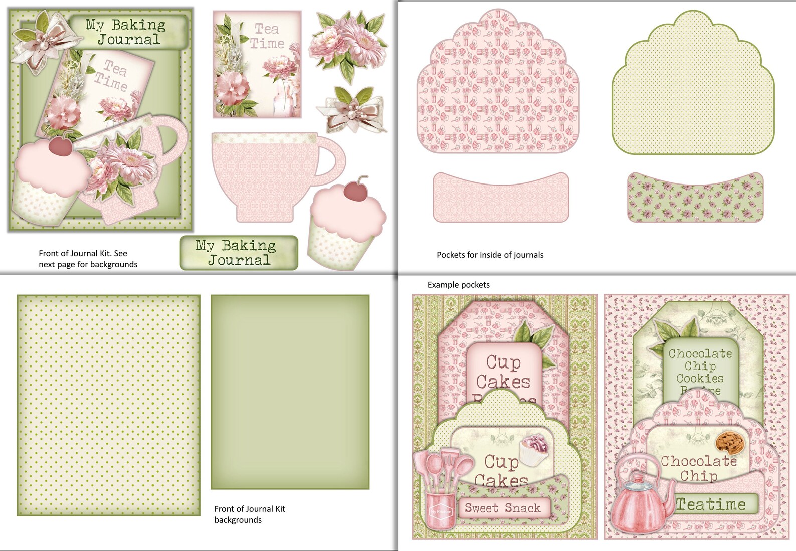 Printable Teatime Bakery Journal Kit With Pockets Recipe Etsy UK