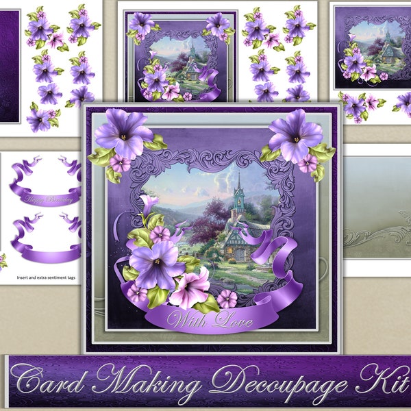 Kit de fabricación de tarjetas Decoupage. Uso comercial de JPEG imprimible y clipart gratis