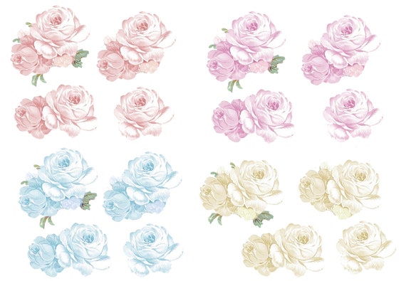 Pink Roses Prinatable Scrapbooking Papercraft Pink Roses Printable decoupage sheet with all ...