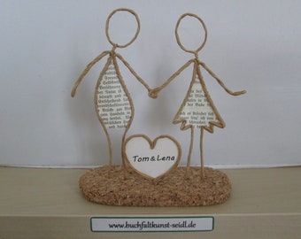 Wire figure"Couple with heart", customizable/customizable, as a gift e.B. for birthday/wedding/Valentine's day/anniversary/Christmas