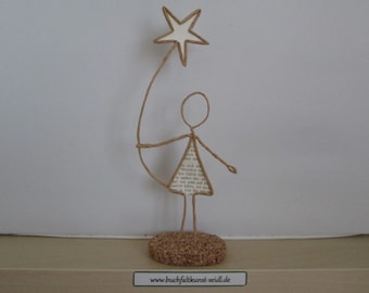 Wire figure with star, as a gift or decoration, for birthdays, Christmas, etc.