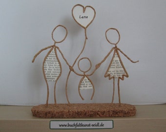 Wire figures "family", customizable/customizable, as a gift, e.B. for birth/baptism, or as decoration