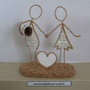 Wire figure Couple with heart as a monetary gift, e.g. for a wedding, personalizable / customizable with desired text in the heart image 5