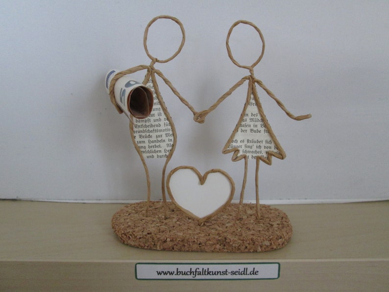 Wire figure Couple with heart as a monetary gift, e.g. for a wedding, personalizable / customizable with desired text in the heart image 5