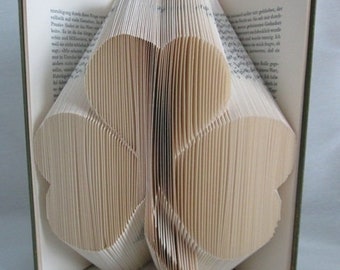 folded book "Cloverleaf", as a gift, e.g. for birthday/Christmas/St. Patrick's Day, or as decoration