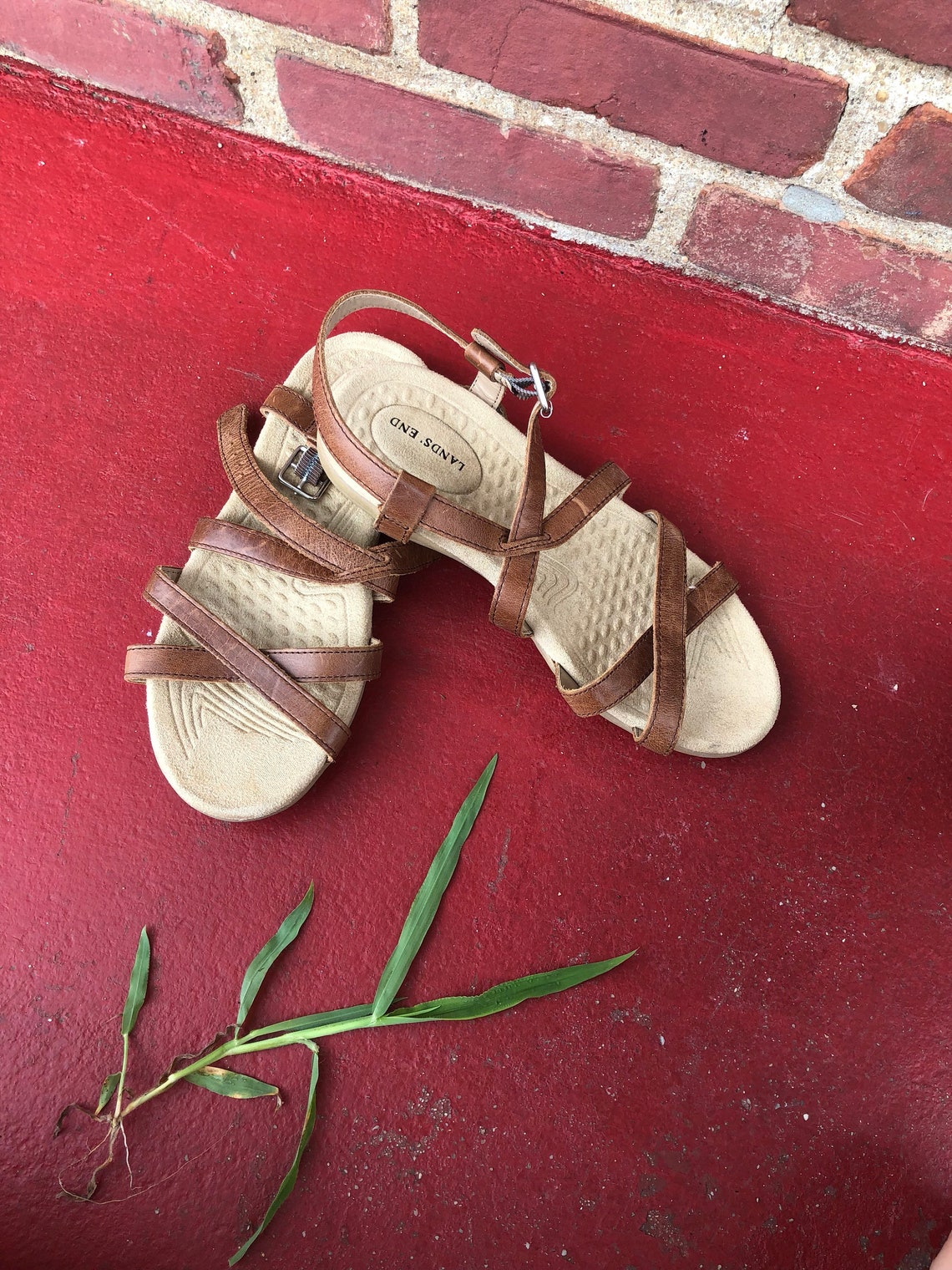 Lands End Sandals Flats Straps 8D Soft - Etsy Israel