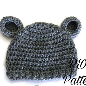 PDF Bear Hat Pattern Newborn/ Crochet Pattern/ Baby Hat Pattern/ Beanie Pattern/ Baby Boy/ Baby Girl/ Unisex Hat/Coming Home Outfit/ Knit
