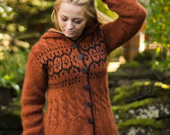 Cardigan, Handknitted from pure Icelandic wool.