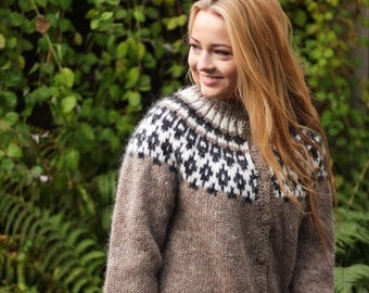 Unisex Cardigan, Handknitted from Wool