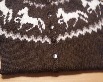 Cardigan, Handknitted with horse pattern