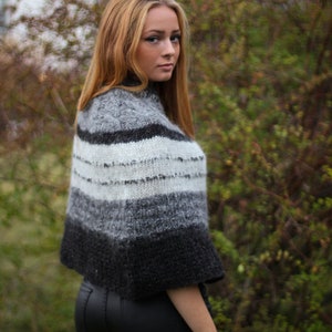 Knitted Wool Poncho Shawl. image 4