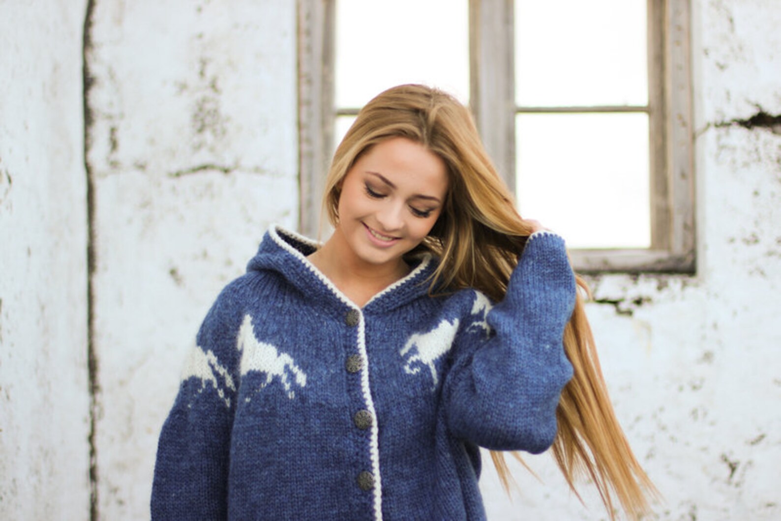 Horse Short Sleeve Cardigan Ivory main image 1