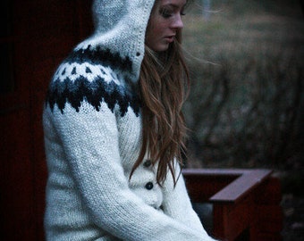 Cardigan, Handknitted from pure Icelandic wool.