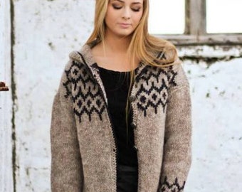 Cardigan, Handknitted from pure Icelandic wool.