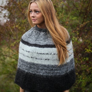 Knitted Wool Poncho Shawl. image 3