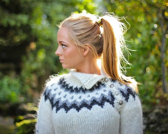 Pullover, Handknitted from pure Icelandic wool.