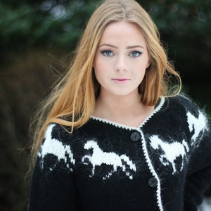 Horse Pattern Knit Cardigan