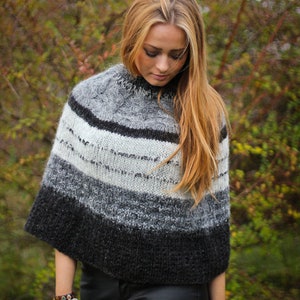 Knitted Wool Poncho Shawl. image 1