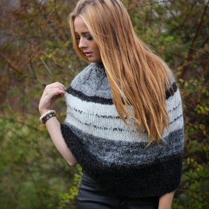 Knitted Wool Poncho Shawl. image 2