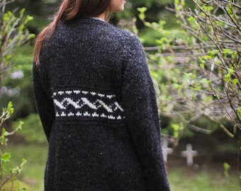 Cardigan, handknitted from pure Icelandic wool.