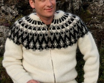 Cardigan, Handknitted from pure Icelandic wool.