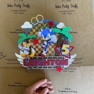 Sonic the Hedgehog inspirado en shaker Cake topper / 3D Sonic cake topper / Fiesta de cumpleaños de Sonic / Shaker cake topper / hecho a mano /