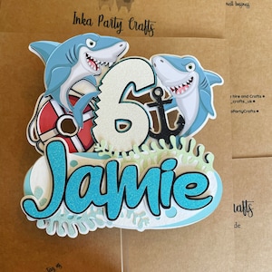 Handmade Sharks Inspired cake topper | Shark cake decorations | Shark birthday party decor | Cake topper | Party decorations | Sea-life