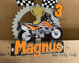 Motorbike cake topper | Motorcross cake decoration | sports bike party decor | Handmade Personalised 3D keepsake | cake topper | Any colours