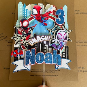 Decorazione per torta 3D Spidey e amici / Spidey / Personalizzata fatta a mano / Decorazioni per feste di supereroi / Decorazioni per torte / Festa di Spider-man