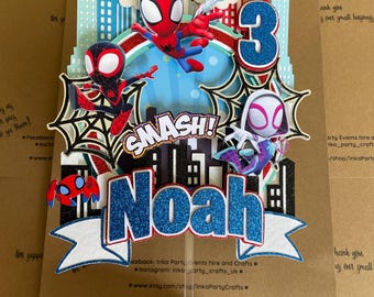 3D Spidey and friends Cake topper | Spidey  | Personalised Handmade | Superhero Party decorations | Cake decor | Spider-man party