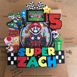 Mario Kart inspirierter Cake Topper | Kuchendeckel | Handarbeit | Andenken | Geburtstag Deko | Geburtstagsfeier | Videospiel | Bros