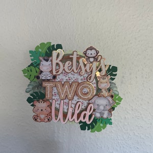 Wild one cake topper | Two Wild cake decoration | Jungle Animals cake decoration | Jungle Safari | Birthday Party | Handmade | Pink