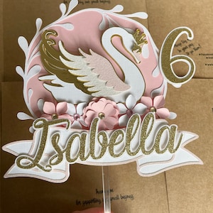 Swan cake topper | Cake decoration | Pink and gold | Handmade | 3D | Keepsake | Personalised Swan cake topper | Floral topper | Baby Shower