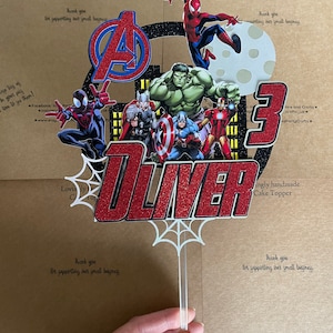 3D Super Heroes Cake topper | Avengers | Personalised Handmade | Superhero Party decorations | Cake decor | Spiderman | Captain America