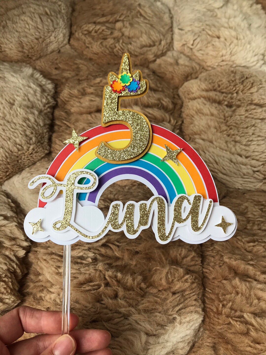 Unicorn Cake Topper Kit With 2 Sculptures, Rainbow UAE