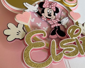 Handmade Minnie Mouse Cake topper | Minnie Mouse cake topper | Pink | Personalised cake decoration | Birthday Party decoration | keepsake