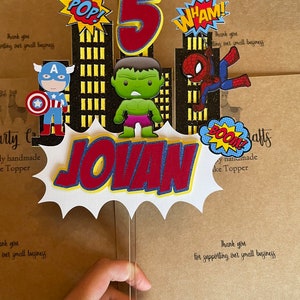 3D Super Heroes Cake topper | Avengers | Personalised Handmade | Superhero Party decorations | Cake decor | Spiderman | Captain America