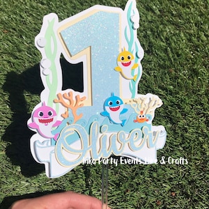 Baby Hai Kuchen Topper | Baby Hai Party Dekorationen | 1. Geburtstag Kuchen Topper | Kuchenstecker unter dem Meer | Baby Hai Party Deko