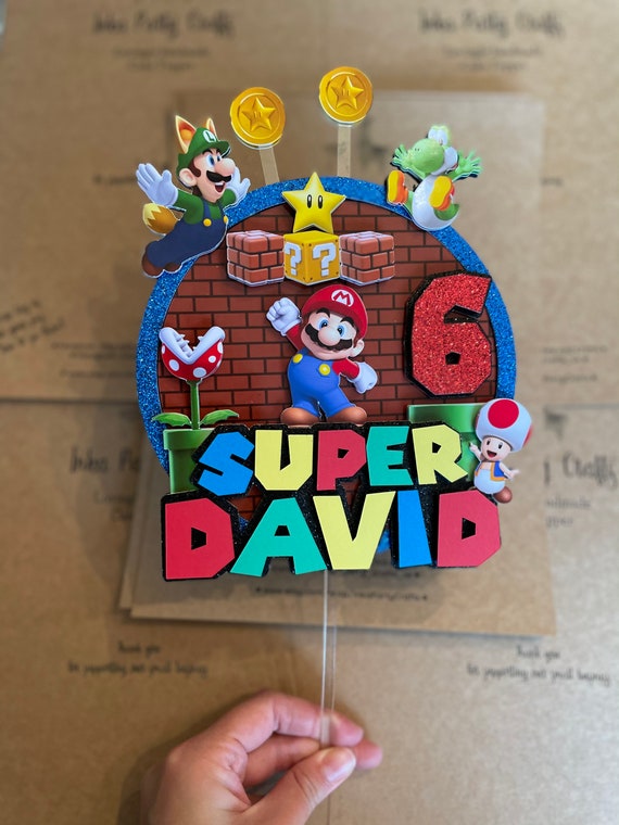 Topper Decoración Feliz Cumpleaños En 3d - Mario Bross