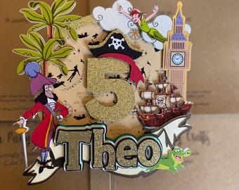Neverland Cake topper | Captain Hook inspired | Handmade Peter Pan decoration | personalised | Party decor | birthday decor | Keepsake