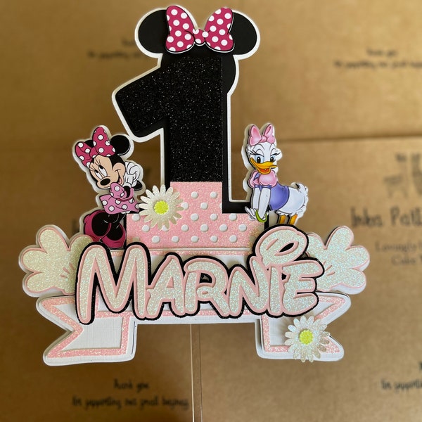 Minnie and Daisy inspired cake topper | First Birthday cake topper | Birthday party decorations | Minnie | Handmade | Personalised