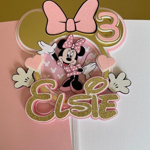 Handmade Minnie Mouse Cake topper Minnie Mouse cake topper Pink Personalised cake decoration Birthday Party decoration keepsake image 4