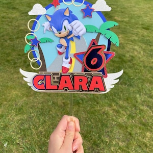 Sonic the Hedgehog inspirierter Cake Topper | 3D Sonic Cake Topper | Schall-Geburtstagsfeier | Personalisierter Cake Topper | handgefertigt