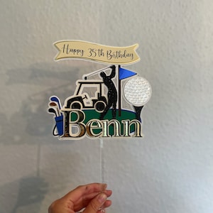 3D Golf cake topper | sports Cake topper | Birthday Party decorations | Handmade | Personalised | Golf themed Birthday cake topper