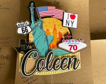 New York Cake topper | Handmade 3D | USA | personalised | 3D cake decoration l Party decor | Cake decoration | Big Apple | Las Vegas